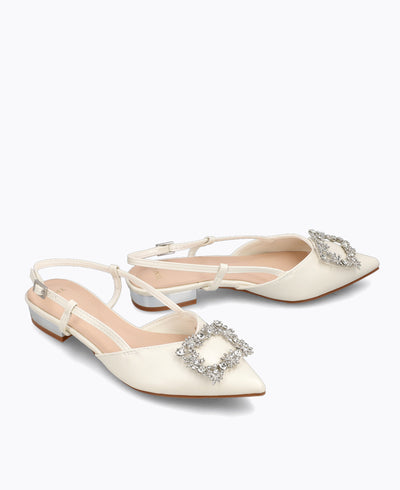 Leona Slingback Flat Pumps - Pearl Beige