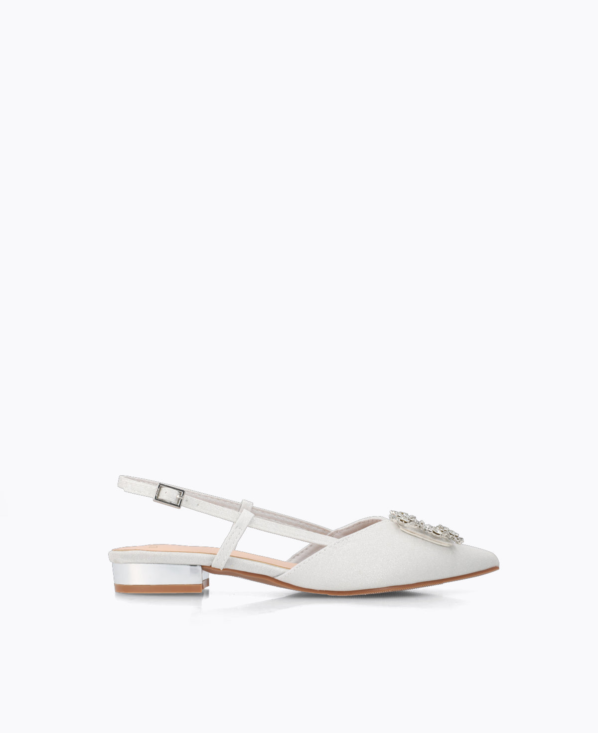 Leona Slingback Flat Pumps - Silver