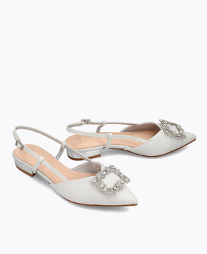 Leona Slingback Flat Pumps - Silver