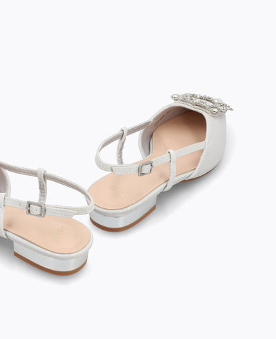 Leona Slingback Flat Pumps - Silver