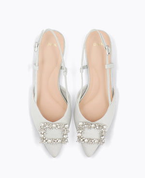 Leona Slingback Flat Pumps - Silver