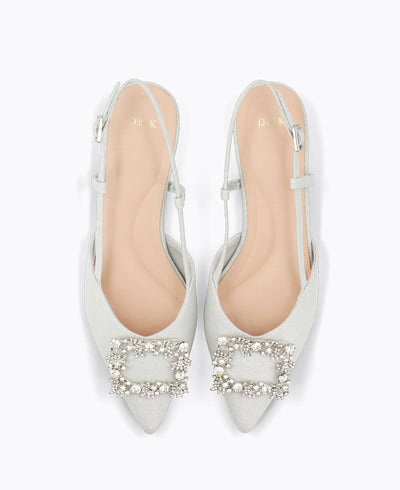 Leona Slingback Flat Pumps - Silver