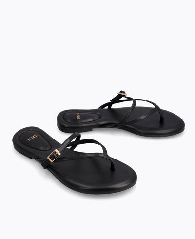 Mallory Strappy Flat Sandals - Black