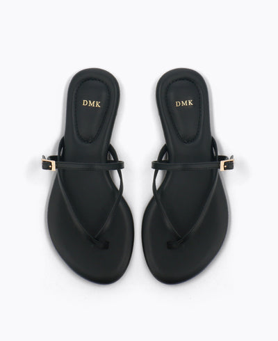 Mallory Strappy Flat Sandals - Black