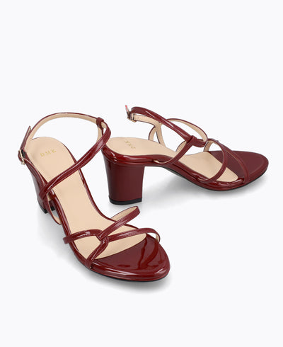 Marisol Strappy Heel Sandals - Maroon