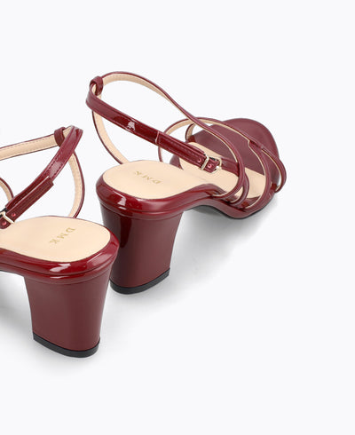 Marisol Strappy Heel Sandals - Maroon