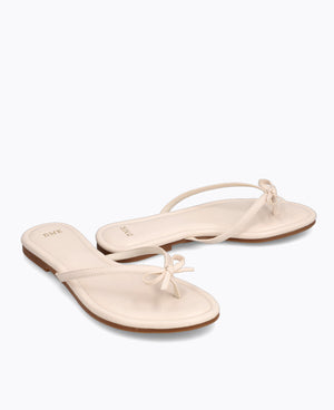 Mio Bow Flat Sandals - Beige