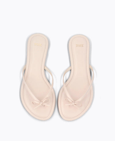 Mio Bow Flat Sandals - Beige