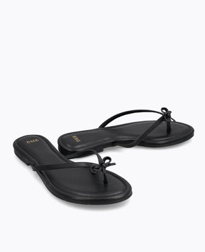 Mio Bow Flat Sandals - Black