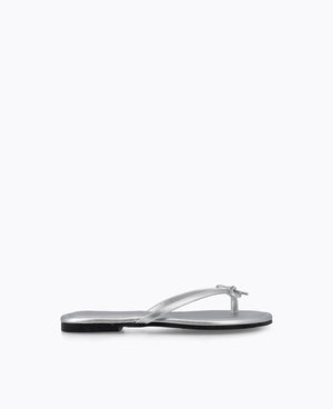 Mio Bow Flat Sandals - Silver