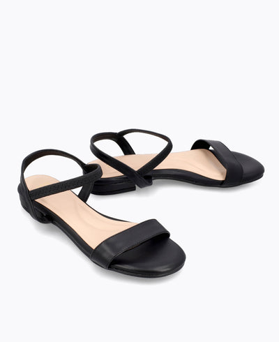 Mylene Strappy Flat Sandals - Black