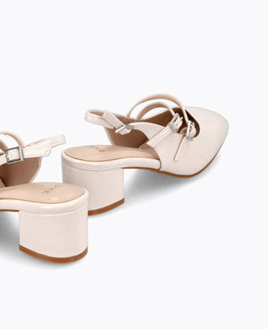 Nadine Slingback Mary Janes - Beige