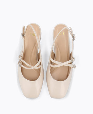 Nadine Slingback Mary Janes - Beige