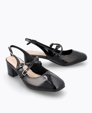 Nadine Slingback Mary Janes - Black