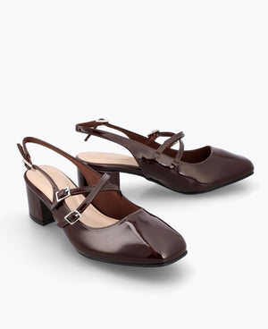 Nadine Slingback Mary Janes - Brown