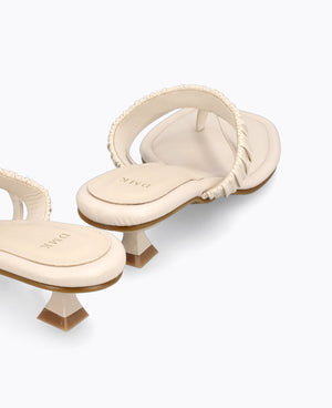 Novara Thong Heel Sandals - Beige
