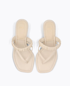 Novara Thong Heel Sandals - Beige
