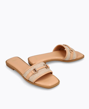 Saphine Flat Sandals - Almond