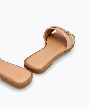 Saphine Flat Sandals - Almond