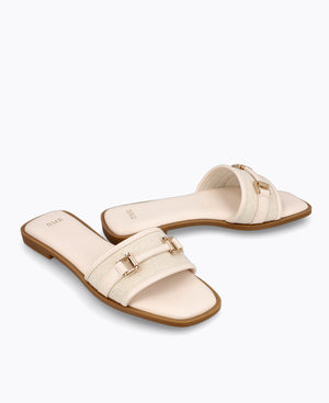 Saphine Flat Sandals - Beige