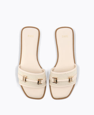 Saphine Flat Sandals - Beige