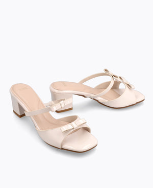 Yvette Bow Heel Sandals - Beige