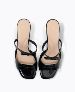 Yvette Bow Heel Sandals - Black