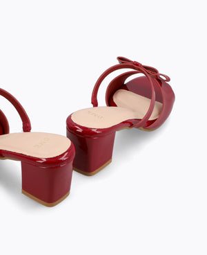 Yvette Bow Heel Sandals - Red