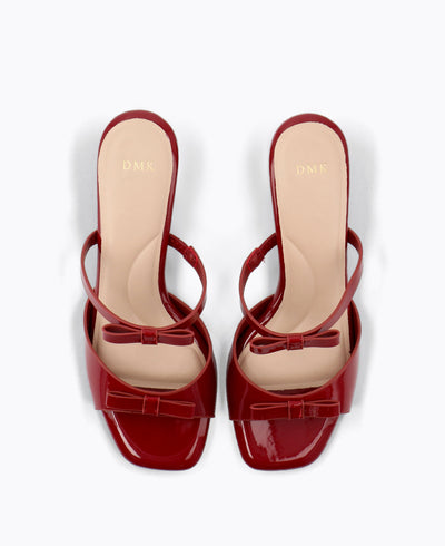 Yvette Bow Heel Sandals - Red