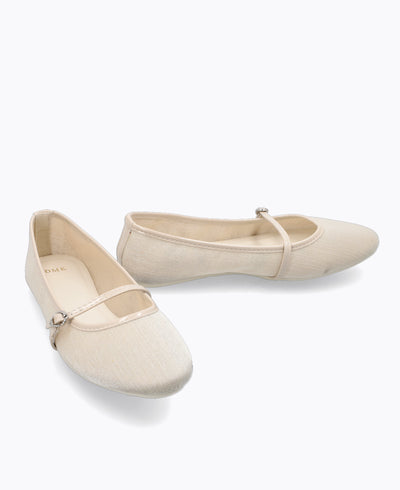 Audrey Mary Jane Flats - Beige