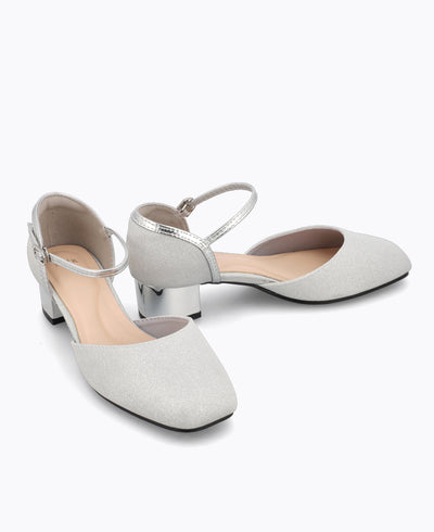 Camellia Heel Pumps - Silver
