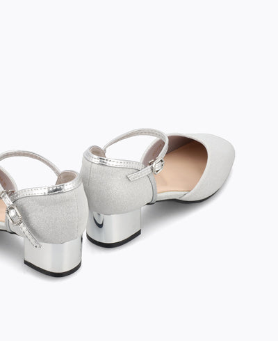 Camellia Heel Pumps - Silver