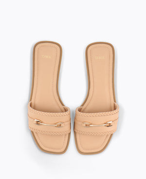 Jaena Flat Sandals - Almond