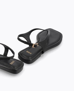 Karin Thong Flat Sandals - Black