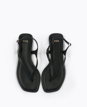 Karin Thong Flat Sandals - Black