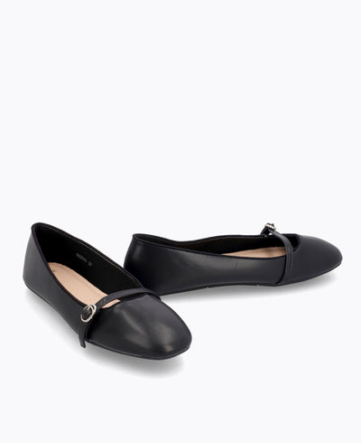 Jana Mary Jane Flats - Black