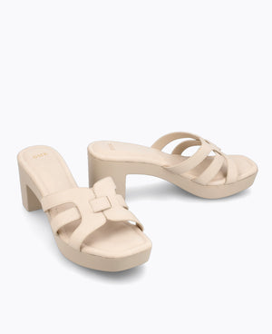 Hera Platform Heel Sandals - Beige