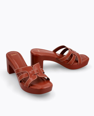 Hera Platform Heel Sandals - Brown