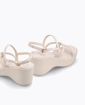 Esmeralda Platform Heel Sandals - Beige