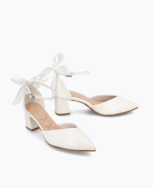Meredith Bow Heel Pumps - Beige