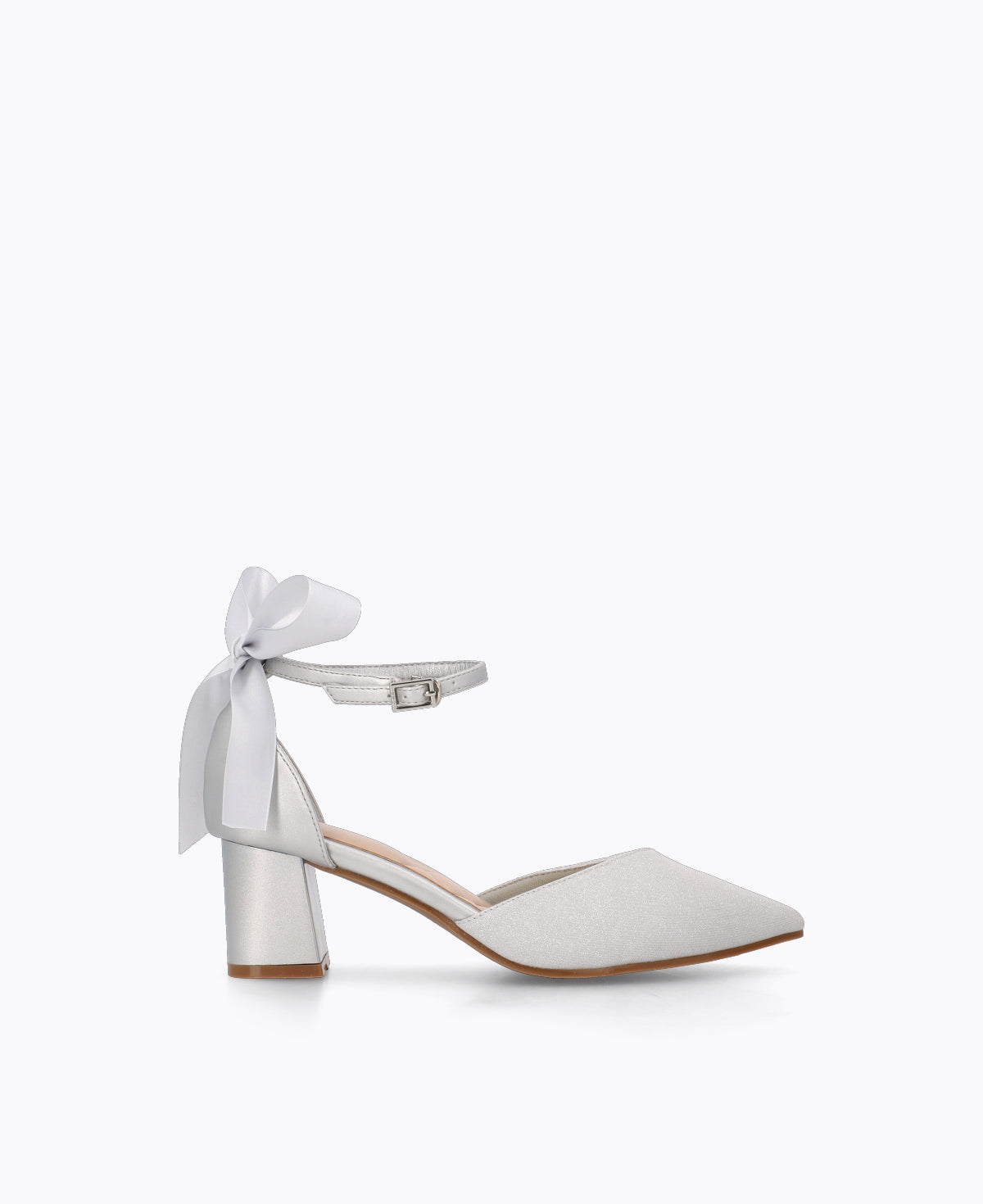 Meredith Bow Heel Pumps - Silver