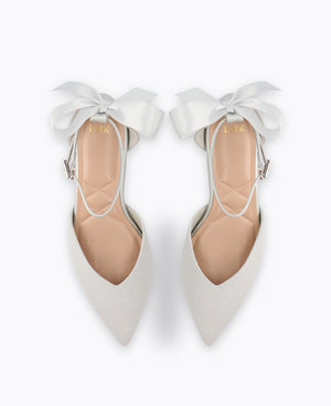 Meredith Bow Heel Pumps - Silver