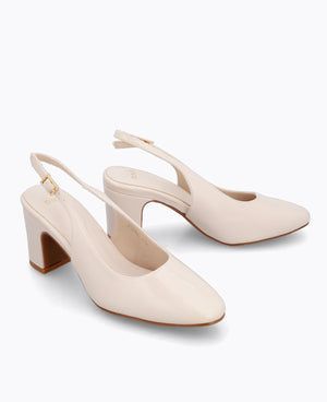 Pauline Slingback Heel Pumps - Beige