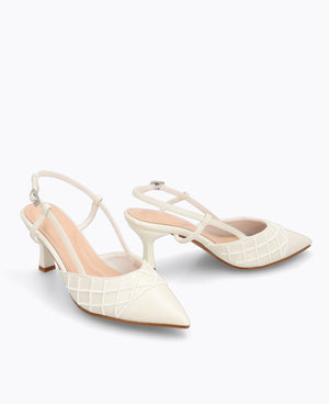 Shelly Slingback Heel Pumps - White