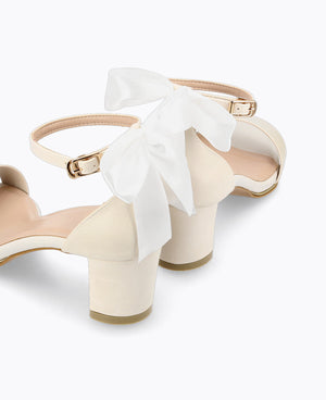 Sophia Bow Heel Sandals - Beige