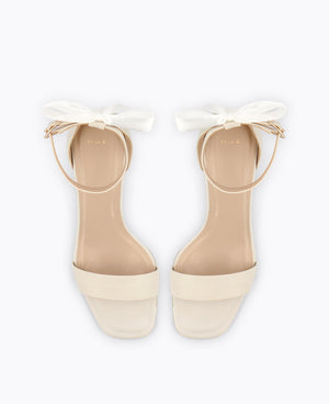 Sophia Bow Heel Sandals - Beige