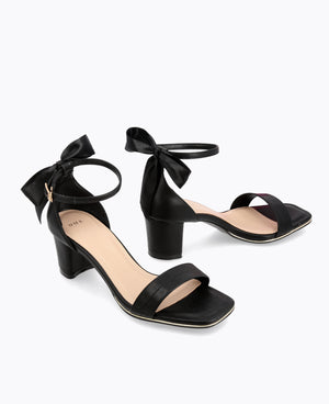 Sophia Bow Heel Sandals - Black