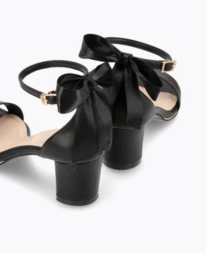 Sophia Bow Heel Sandals - Black