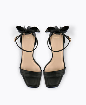 Sophia Bow Heel Sandals - Black
