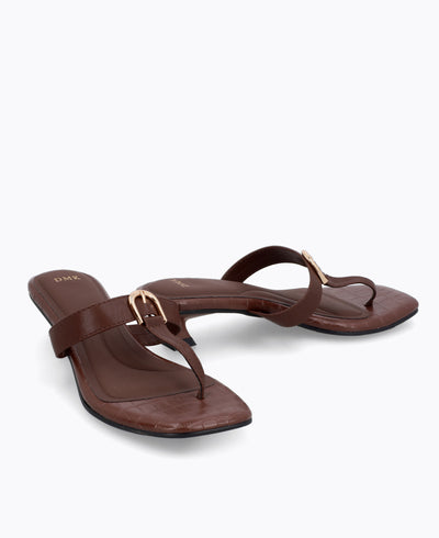 Ellery Thong Heel Sandals - Brown